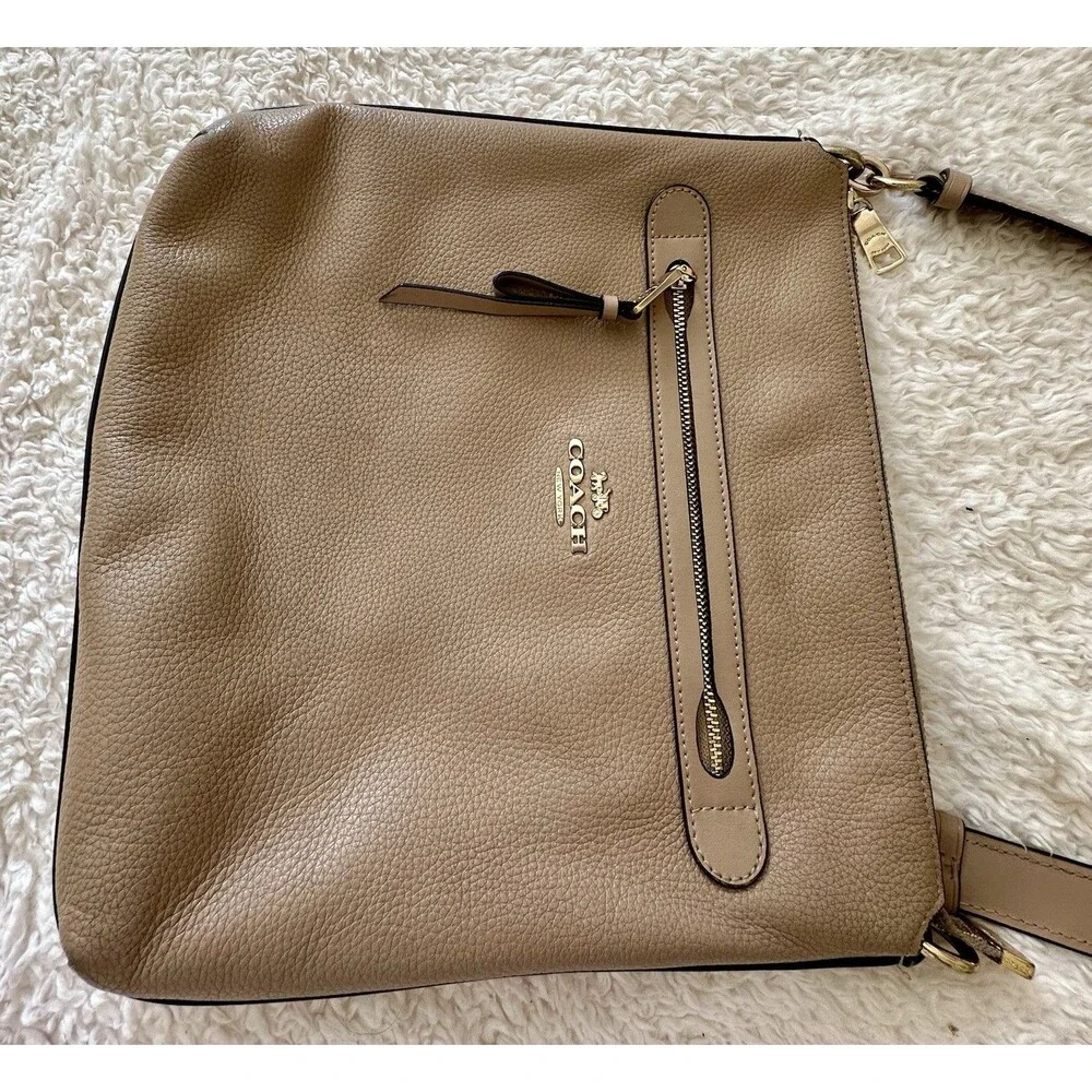 Coach Mae Beige Pebble Leather File Crossbody Shoulder Bag Med 34823 - New $328